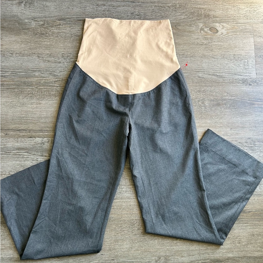 LOFT Two-Tone Maternity Trousers in Gray and Beige
